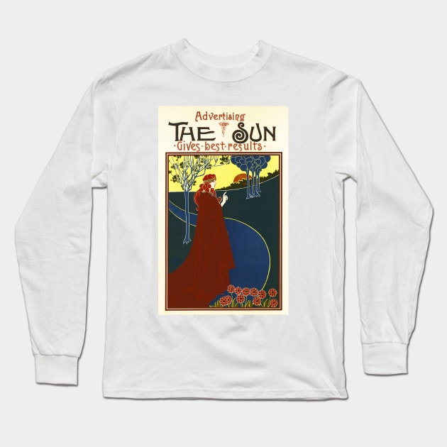 ADVERTISING in THE SUN Gives The Best Results by Louis Rhead Magazine Art Long Sleeve T-Shirt by vintageposters